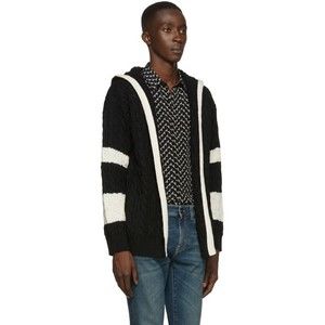 SAINT LAURENT Black Baja Hooded Sweater Cardigan YSL